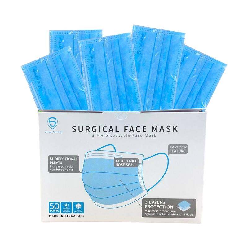 Vital Shield 3-ply Surgical Face Mask Made in SG (VS50MB)