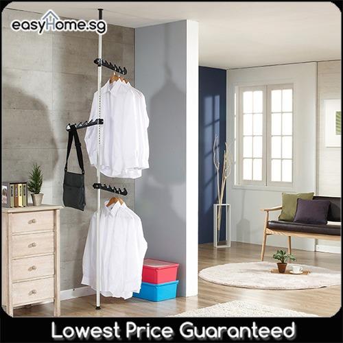 2501 Korean Standing Pole Clothes Rack- Adjustable Hanger Bar/ Drying Shelf