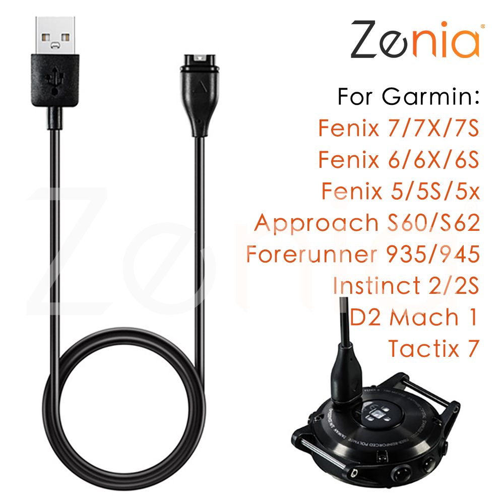 Zenia USB Charger Data Charging Cable for Garmin Instinct Enduro Fenix 7X/7/7S/6/6X Pro Solar Sapphire/6S/5/5X/5S Plus Forerunner 745/945/935/245 Music/55/45 D2 Mach 1 Tactix Charlie/Delta PX S Approa