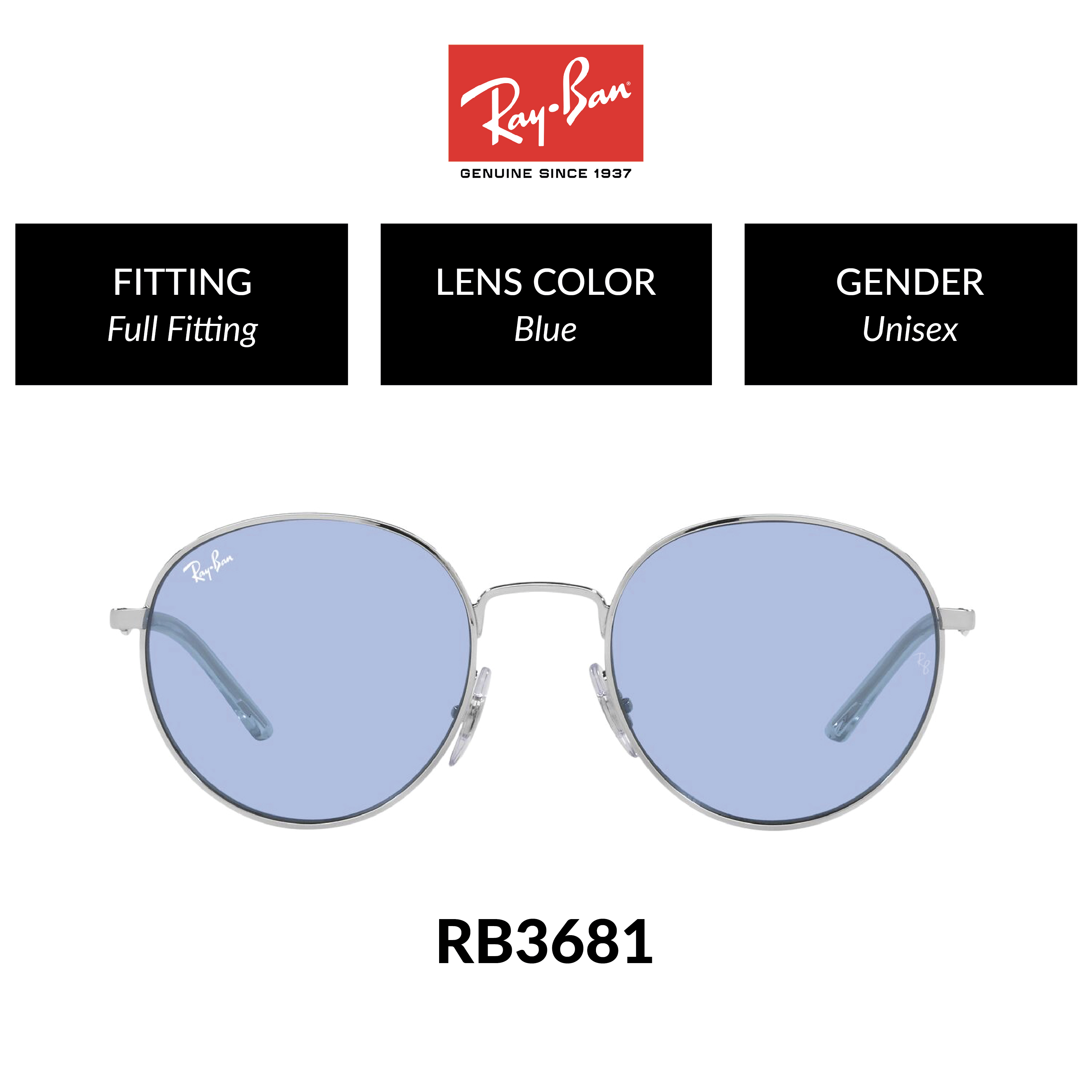 Ray-Ban  RB3681 003/80  Unisex Global Fitting  Anti-UV Sunglasses  Size 50mm