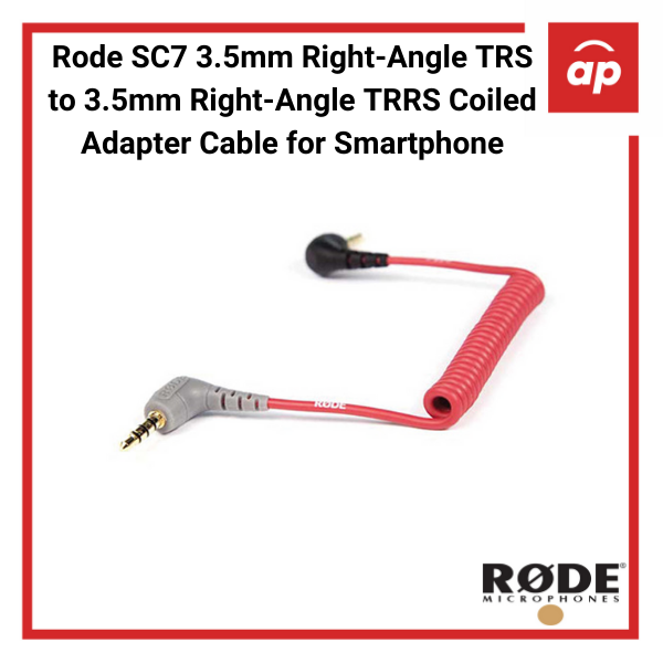 Rode SC7 3.5mm Right-Angle TRS to 3.5mm Right-Angle TRRS Coiled Adapter Cable for Smartphone