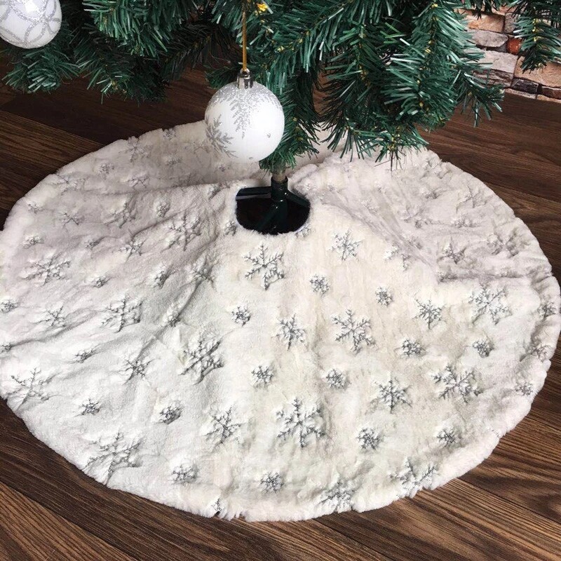 Christmas Tree Skirt Base Faux Fur Xmas Holiday Floor Mat Ornaments Decoration