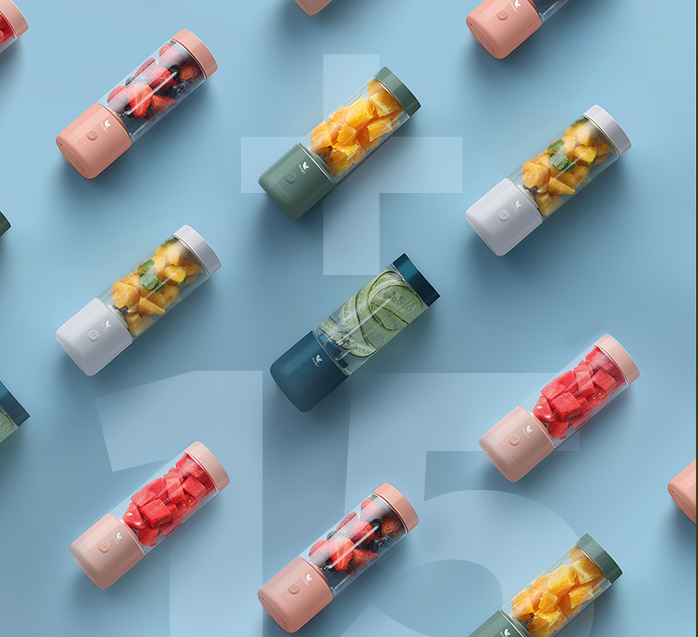 -Hyundai 400ML Fruit Blender Juicer Cup 1300mAh 4 Blades Wireless Portable Mini USB Rechargeable Blender Mixer Waterproof