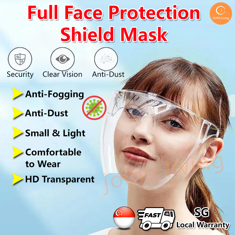 【SG Ready Stocks】Full Face Protection Shield Mask Acrylic Protective Transparent Anti Fogging Face Shield
