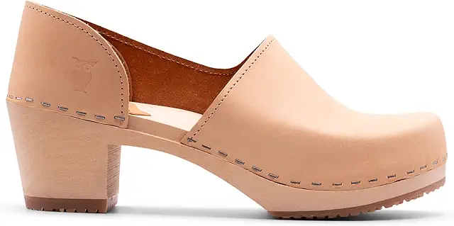 Sandgrens Handmade Swedish High Heel Wood Closed-Back Clogs for Women | Brett