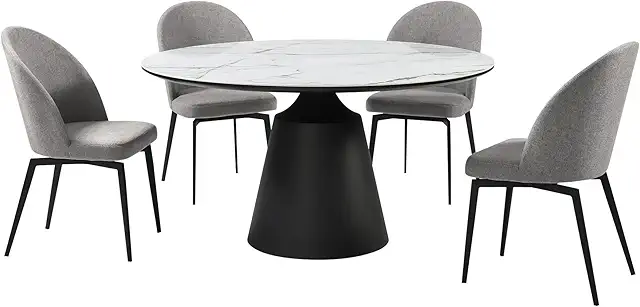 Knox Sunny 5 Piece Dining Set with Gray Fabric Chairs