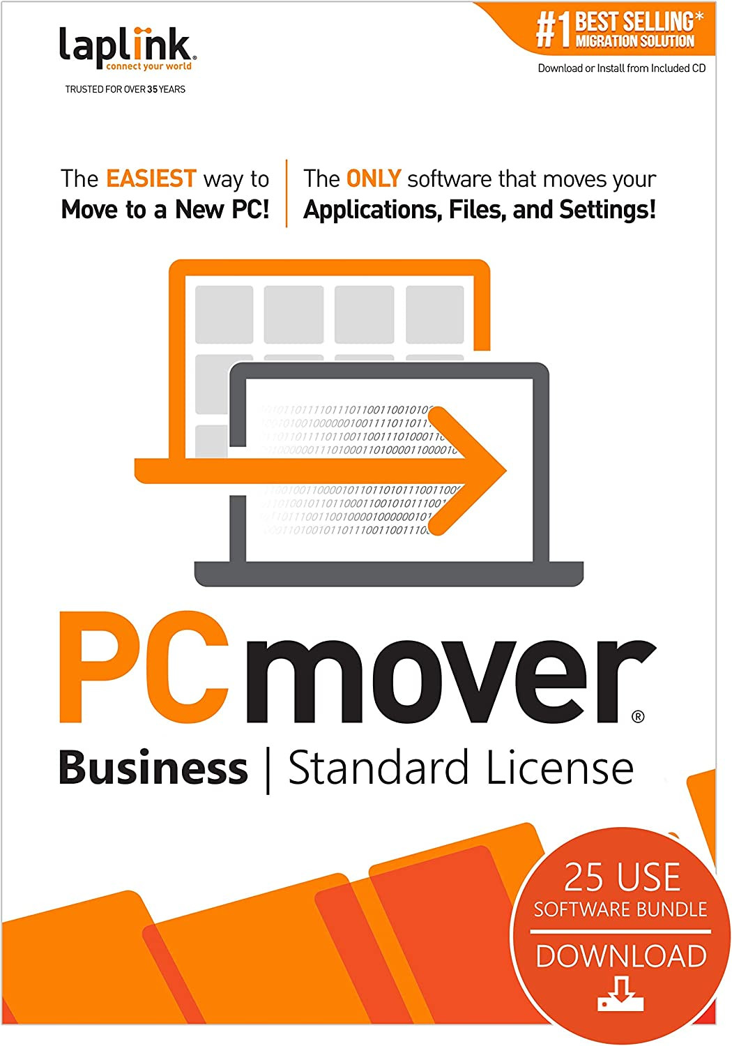 Laplink PCmover Business | Instant Download | PC to PC Migration Software | 25 Use | Automatic Deployment of New PCs
